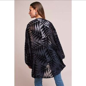 Anthropologie Floreat Velvet Fern Kimono